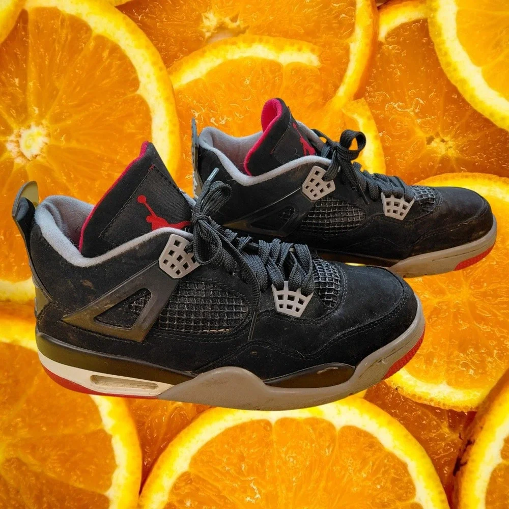 Jordan 4 Retro Bred Black Fire Red Cement Grey 308497-060 Mens Size 7
